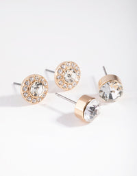 Gold Statement Diamante 2-Pack Earring - link has visual effect only
