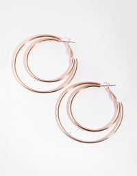 Rose Gold Double Hoop Earrings - link has visual effect only