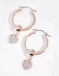 Rose Gold Glitter Heart Hoop Earrings - link has visual effect only