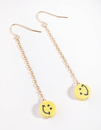 Gold Smiley Face Drop Earrings - link has visual effect only