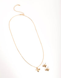Gold Bee Earring and Necklace 2-Pack - link has visual effect only