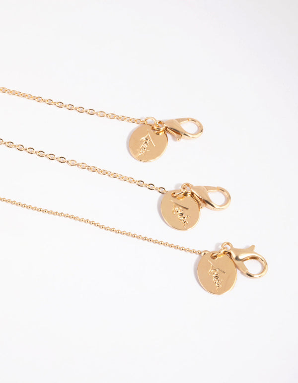Gold Dainty Dangle 3-Pack Bracelets