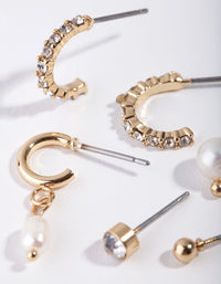 Zestaw 6 kolczyków z perełkami Gold Mix Pearl Drop - link has visual effect only