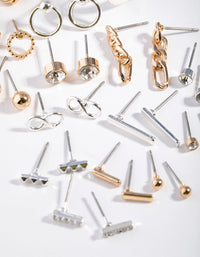 Mixed Metals Chain and Hoop 16-Pack Earring - link has visual effect only