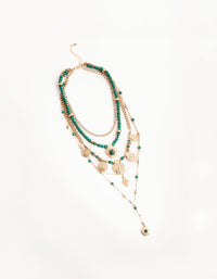 Midnight Antique Gold Pendant Bead 6-Row Necklace - link has visual effect only