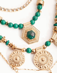 Midnight Antique Gold Pendant Bead 6-Row Necklace - link has visual effect only