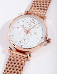 Rose Gold Diamante Scatter Mesh Watch - link has visual effect only