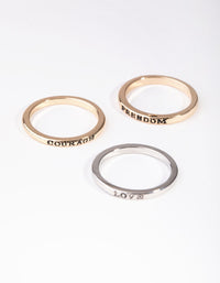 Mixed Metals Motivational Word 3-Pack Rings - link has visual effect only