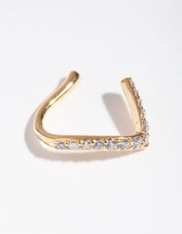 Gold Cubic Zirconia Faux Nose Ring - link has visual effect only
