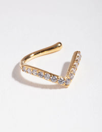 Gold Cubic Zirconia Faux Nose Ring - link has visual effect only