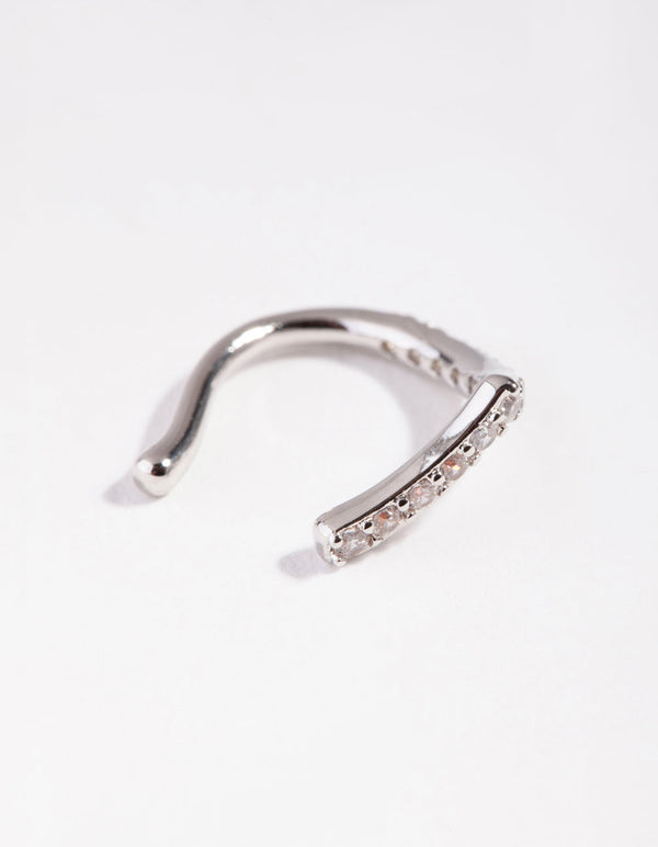 Rhodium Cubic Zirconia Faux Nose Ring