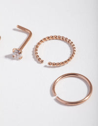 Surgical Steel Rose Diamante Twist 4-Pack Nose Stud - link has visual effect only