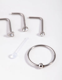 Zilveren gemengde diamant neuspiercings (6-pack) - link has visual effect only