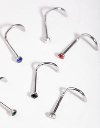 Rhodium Classic Gem 6-Pack Nose Studs - link has visual effect only