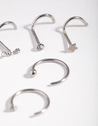 Rhodium Starry Diamante Nose Piercing 6-Pack - link has visual effect only