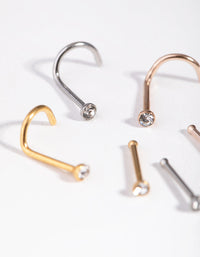 Mixed Metals Diamante 6-Pack Nose Studs - link has visual effect only