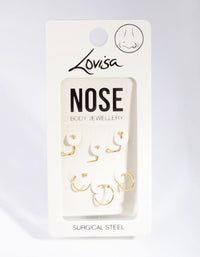Gold Classic Mix 6-Pack Nose Rings - link has visual effect only