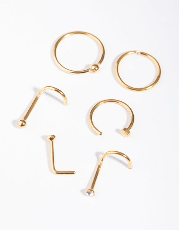 Gold Classic Mix 6-Pack Nose Rings