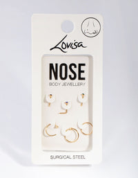 Gold Classic Mix 6-Pack Nose Rings - link has visual effect only