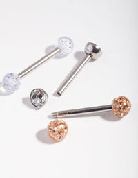 Surgical Steel Opal Diamante 3-Pack Tongue Rings - link has visual effect only