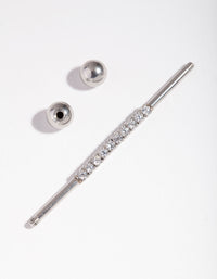 Rhodium Cubic Zirconia Industrial Bar - link has visual effect only