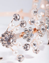 Rose Gold Leaf Diamante Pearl Spray Alice Band - link has visual effect only