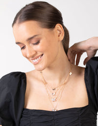 Gold Butterfly Four-Row Necklace - link has visual effect only