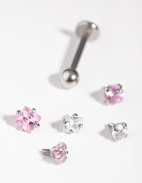 Rhodium Cubic Zirconia Star 6-Pack Flat Back - link has visual effect only