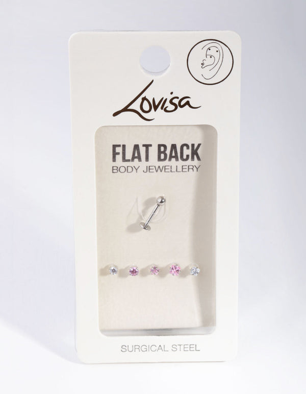 Rhodium Cubic Zirconia Star 6-Pack Flat Back