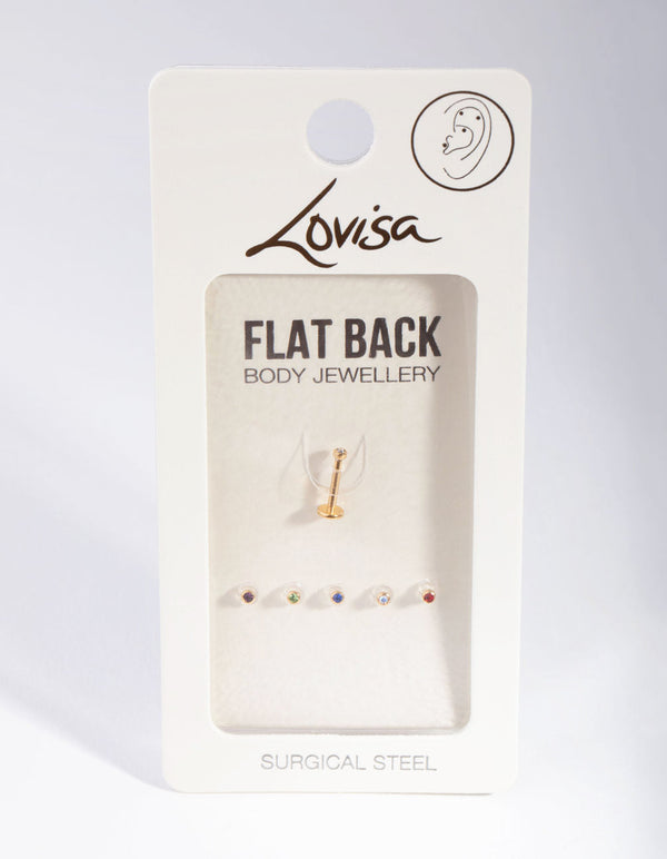Gold Classic Gem 6-Pack Flat Back
