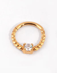 Gold Cubic Zirconia Twisted Clicker - link has visual effect only