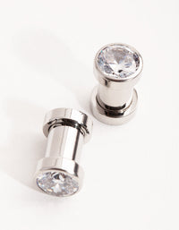 Rhodium Cubic Zirconia 5mm Plug - link has visual effect only
