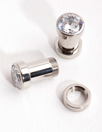 Rhodium Cubic Zirconia 5mm Plug - link has visual effect only