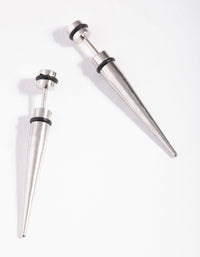 Surgical Steel Rhodium Simple Faux Taper - link has visual effect only