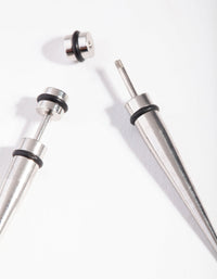 Surgical Steel Rhodium Simple Faux Taper - link has visual effect only