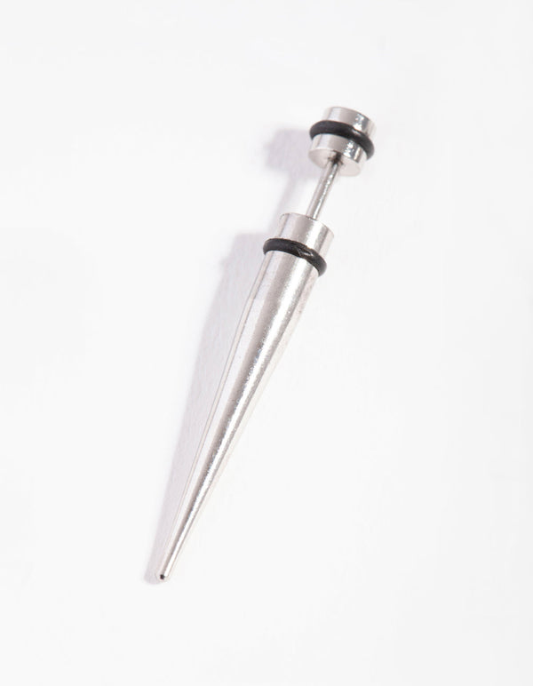 Surgical Steel Rhodium Simple Faux Taper