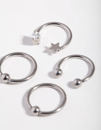 Surgical Steel Rhodium Celestial Mix 4-Pack Earring - link has visual effect only
