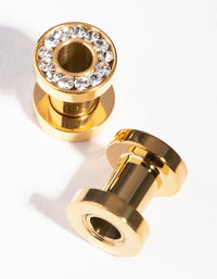 Gold Cubic Zirconia Open 5mm Plug - link has visual effect only
