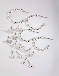 Zestaw ośmiu obręczy Silver Butterfly Mix Hoop - link has visual effect only
