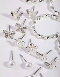 Zestaw ośmiu obręczy Silver Butterfly Mix Hoop - link has visual effect only