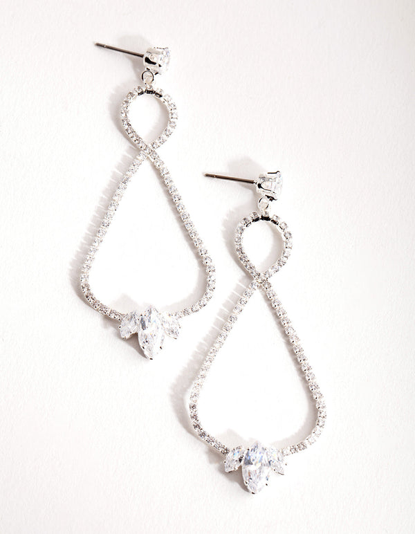 Silver Cubic Zirconia Figure 8 Drop Earrings