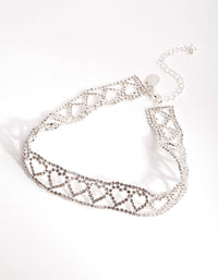 Silver Heart Pattern Choker Necklace - link has visual effect only