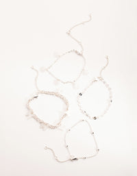 Silver Flower and Butterfly Bracelet and Anklet 4-Pack - link has visual effect only