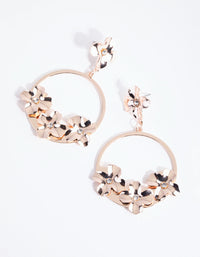 Rose Gold Round Flower Drop Earrings - link has visual effect only
