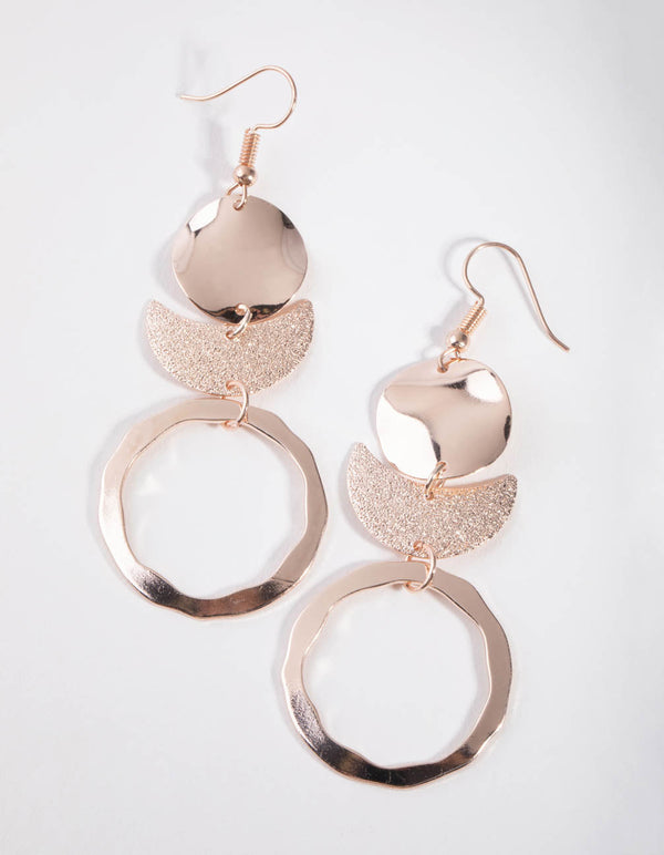 Rose Gold Texture Shape Drop Earrings