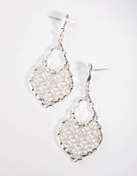 Silver Wavy Edge Drop Earrings - link has visual effect only