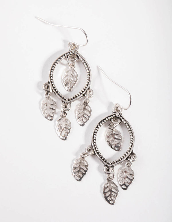Antique Silver Open Round Drop Earrings