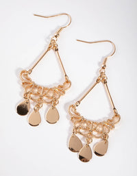 Gold Tri Tassel Drop Earrings - link has visual effect only
