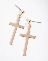 Gold Simple Cross Drop Earrings - link has visual effect only