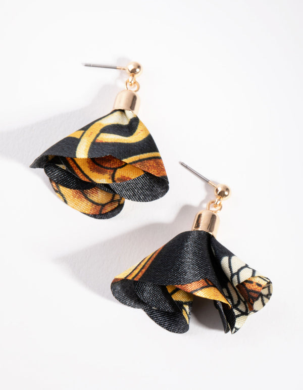 Gold Fabric Drop Earrings